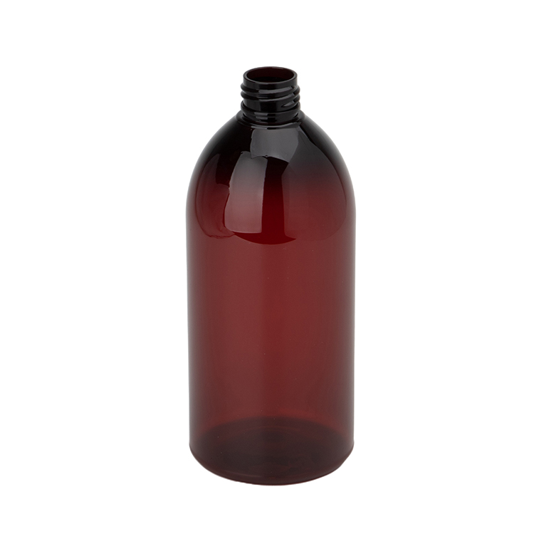 brown clear plastic bottle
